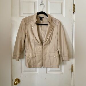 WHBM  Beige Women's Blazer with Gold Accents